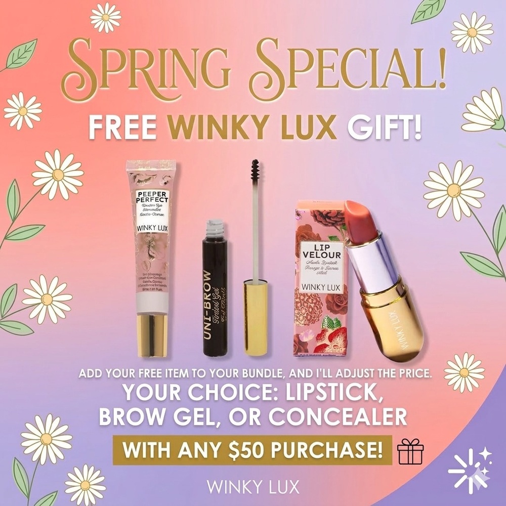 SPRING SPECIAL! Free Winky Lux Makeup Gift With any $50 Bundle Purchase!